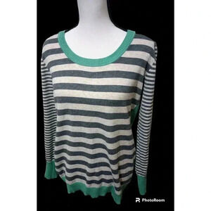 Olive + Oak Sweater Multicolor Striped Stretch Long Sleeve Women's XL